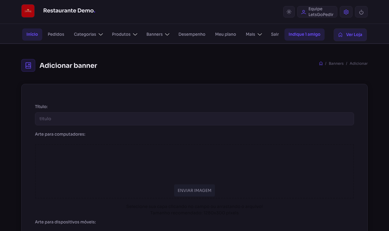 Cadastro de Banner com Preview